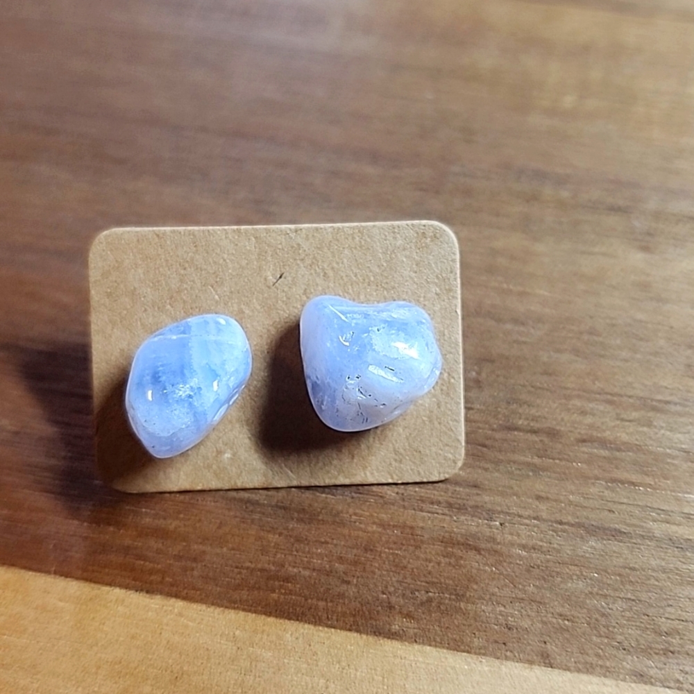 Blue Chalcedony Stud Earrings - Picture 5 of 7